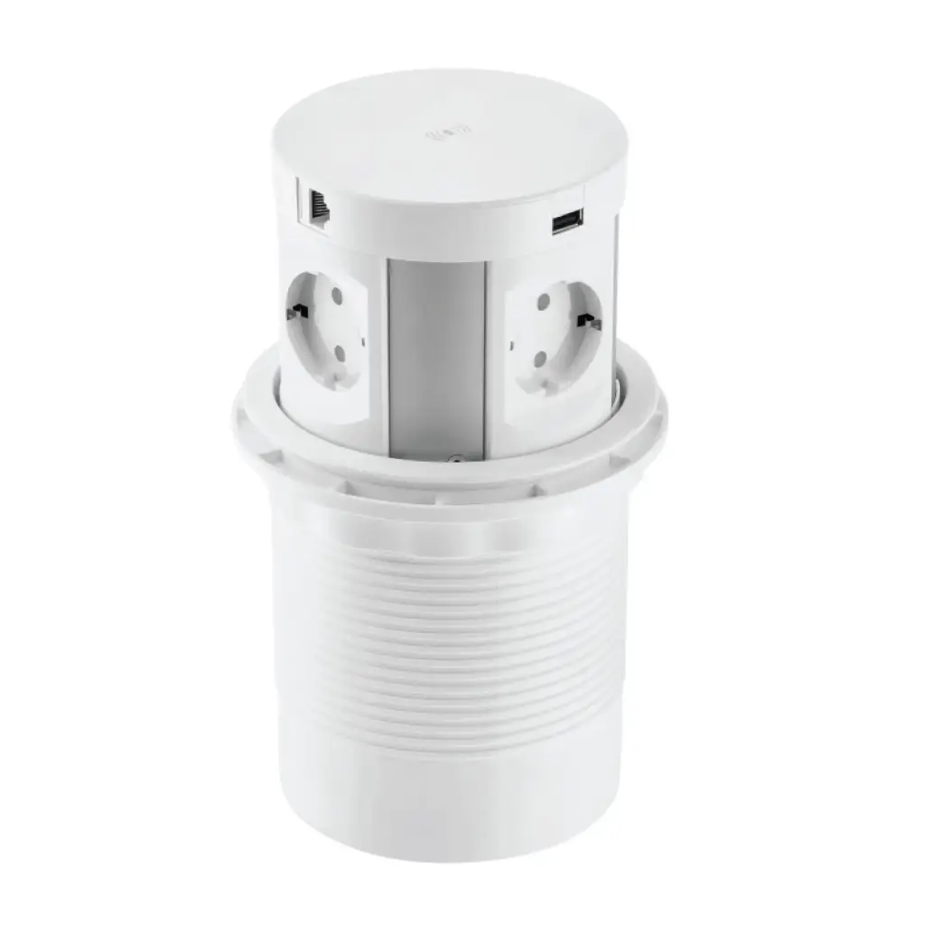 COMFORT PLUS pull-out power socket WHITE