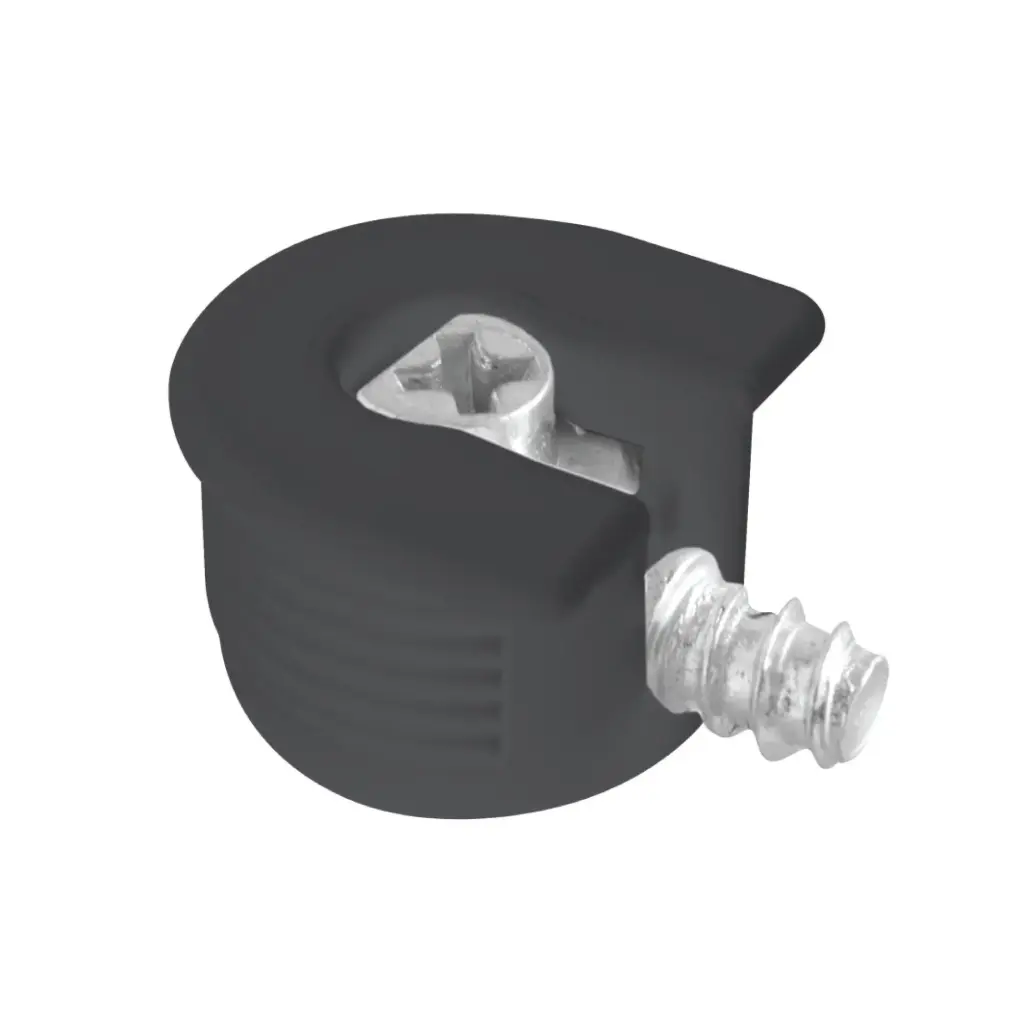 Eccentric connector GTV connector fi20mm + mandrel 20mm, thread 6x11mm, plastic, black (1000 pcs.) 