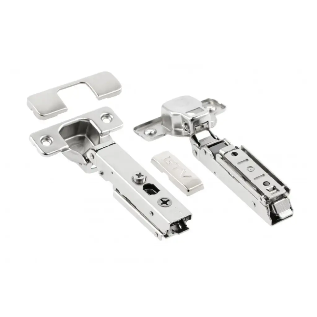 Hc straight hinge, screw-type arm regulation, w/out euro screws, packed in polybag with caps